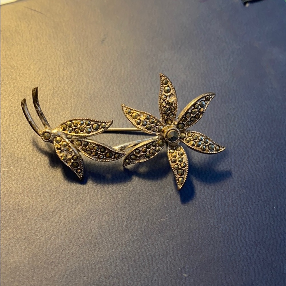 Marcasite Vintage Flower Brooch